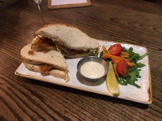 Nicely presented, the bread and salad were both very fresh, the fish fingers (goujons) just needed a few more moments to cook