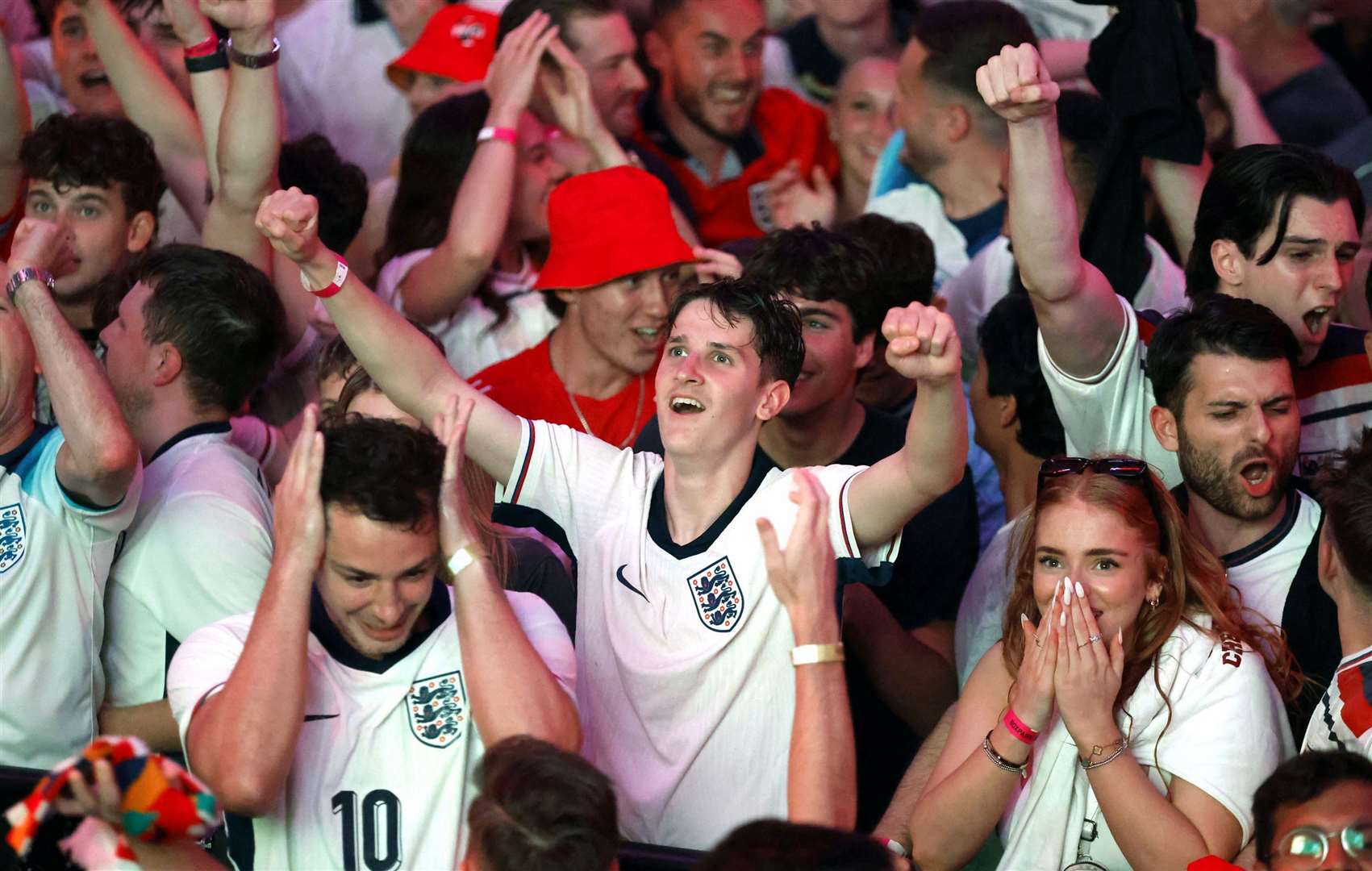 England fans in euphoria after their team went through to the final of Euro 2024. Picture: Nigel French/PA