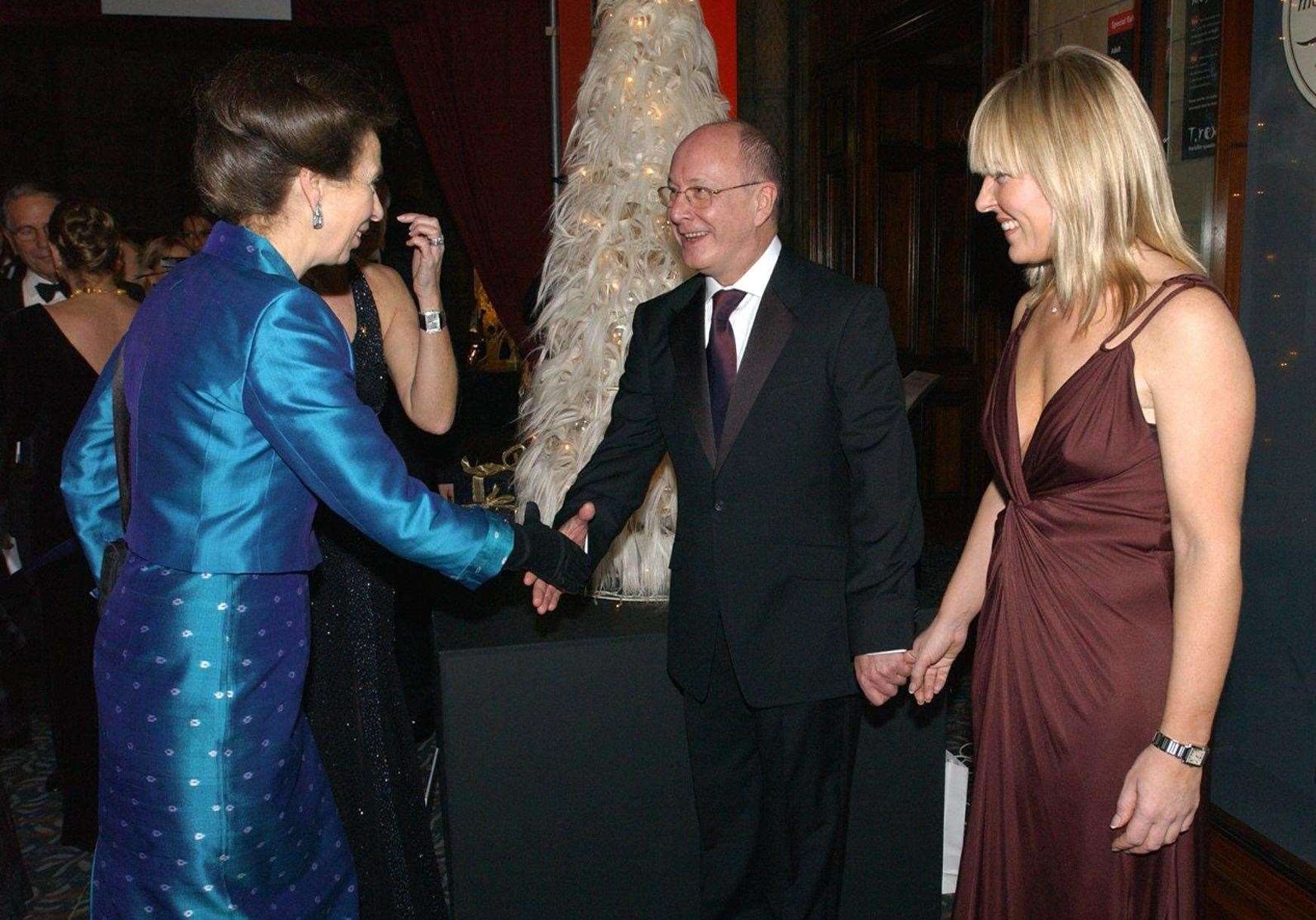 The Princess Royal meeting hairdresser Trevor Sorbie (Ian West/PA)