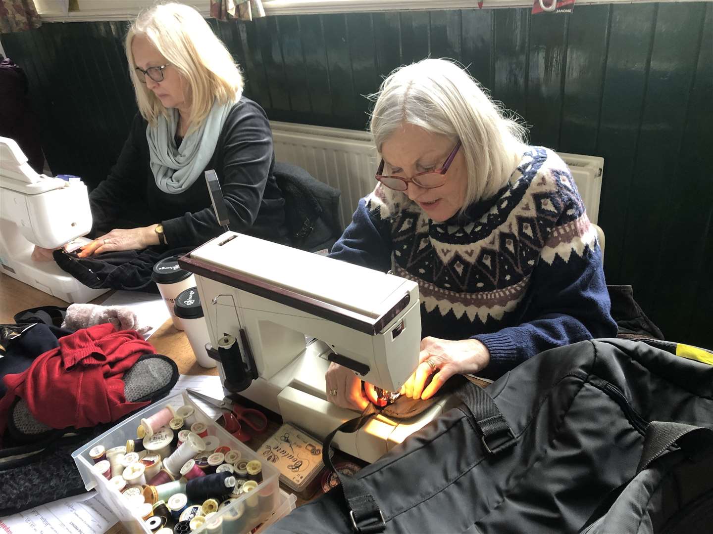 Sewing repairs at the Bearsted Repair Cafe