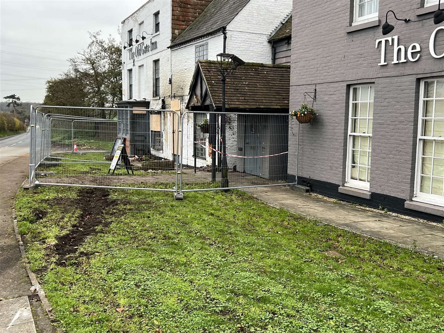 A red Ford Fiesta struck The Old Gate Inn public house. Picture: Barry Goodwin