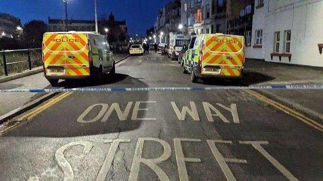 Police descended on Dalby Square after the stabbing. Picture: Rob Yates