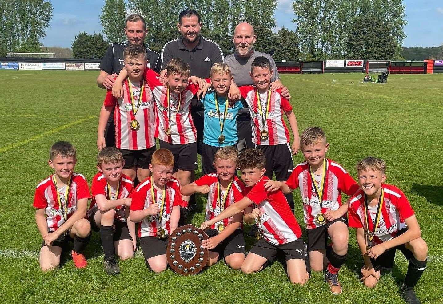 Sheppey United under-10s with the Shield trophy they won in the Medway District Youth League