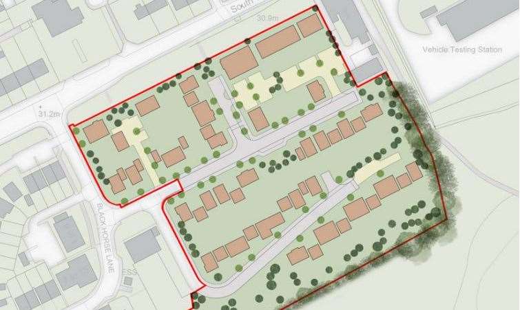 The proposed layout for 50 extra homes in Hoplands Farm, Hersden, near Canterbury