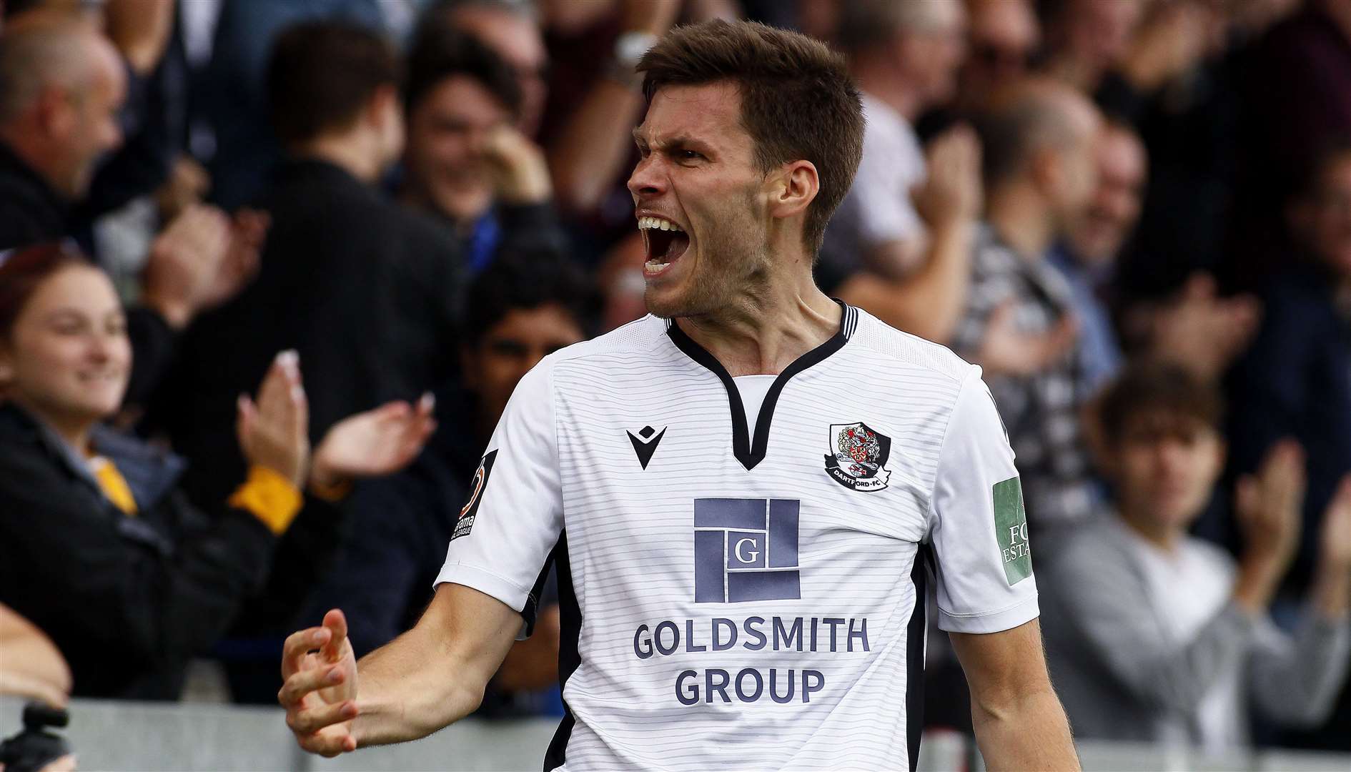 Dartford striker Charlie Sheringham scored against Boreham Wood in a 1-0 win Picture: Sean Aidan