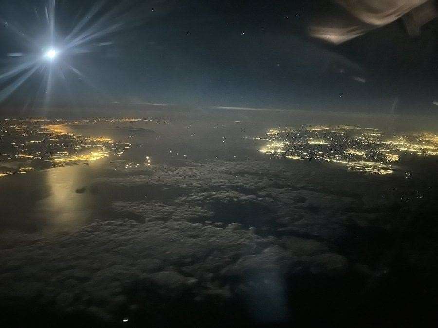 The stunning image taken over the Dover Straits at night. Picture credit: @benwhitworth1