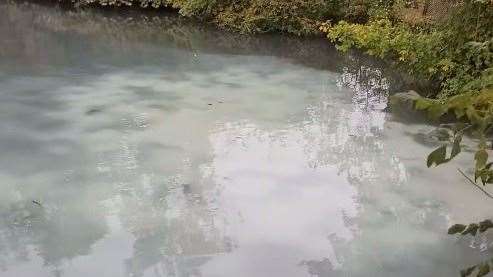 Paint dust and debris seeping into the Stonebridge Pond in Faversham turned the water milky white