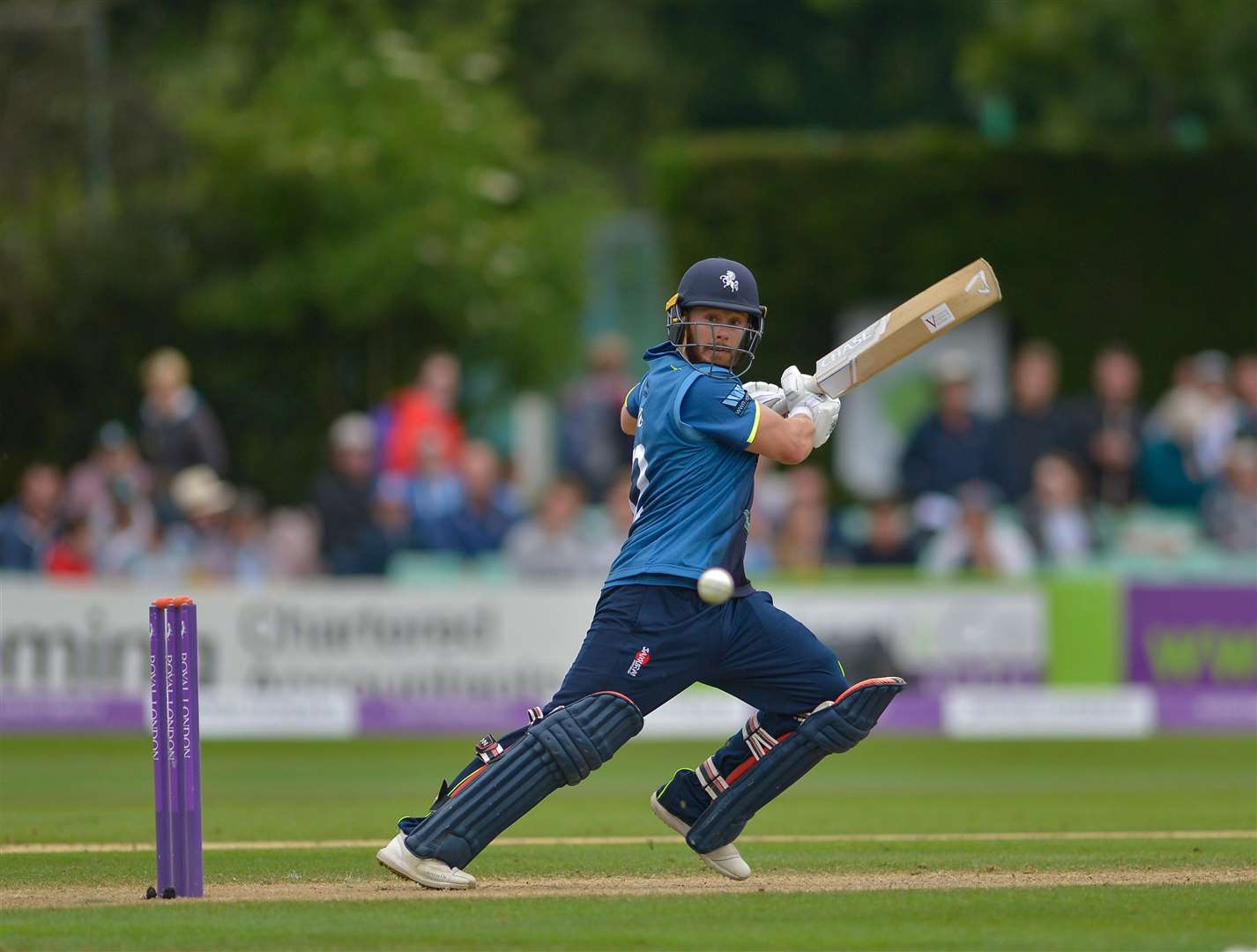 Adam Rouse cuts hard into the ground during his knock of 70 Picture: Ady Kerry