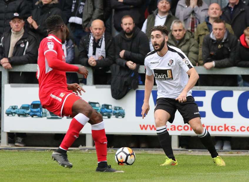 Alex Brown on the ball for Dartford Picture: Andy Jones