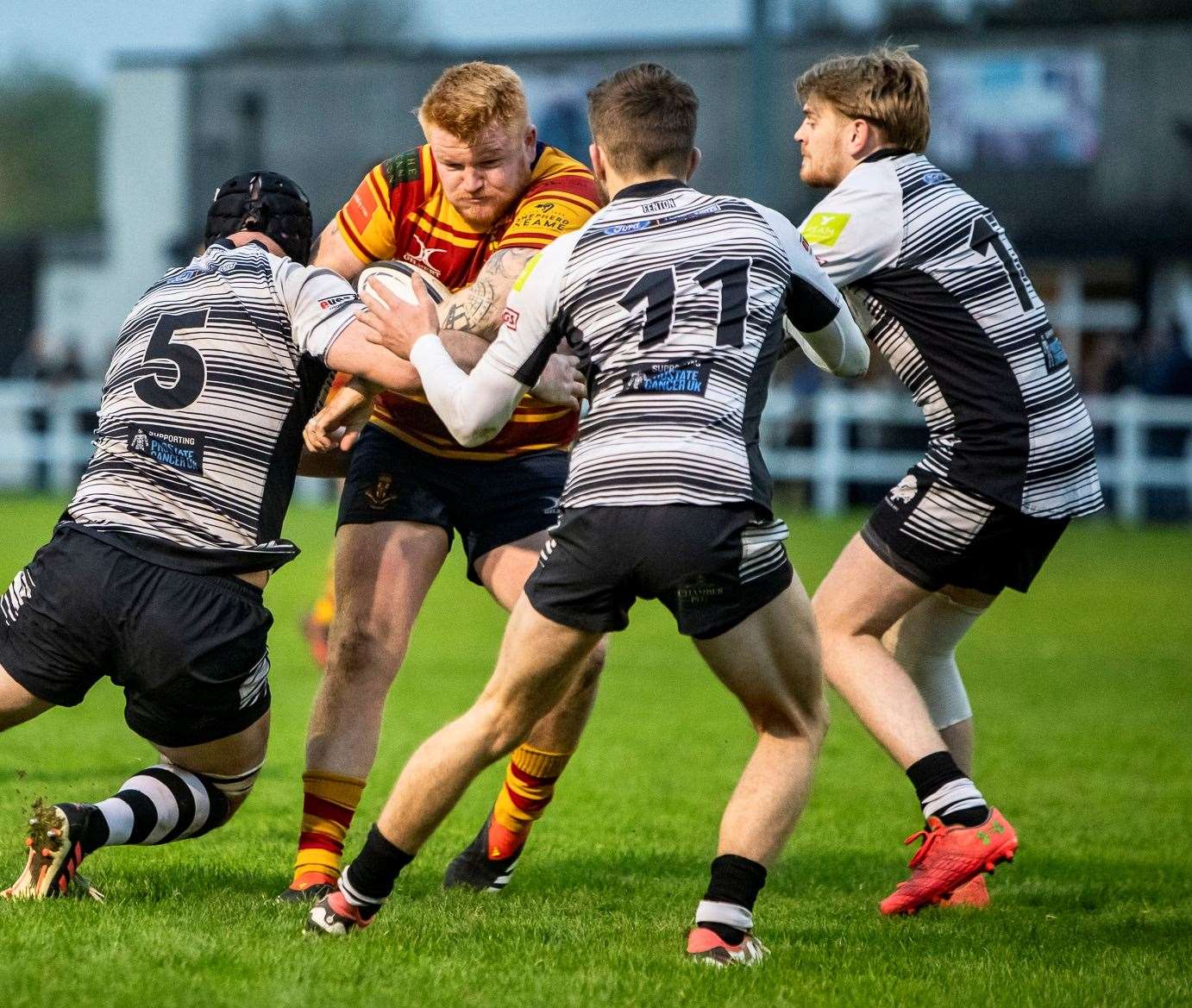 Antony Clement outnumbered three to one against Thurrock on Saturday. Picture: Jake Miles Sports Photography