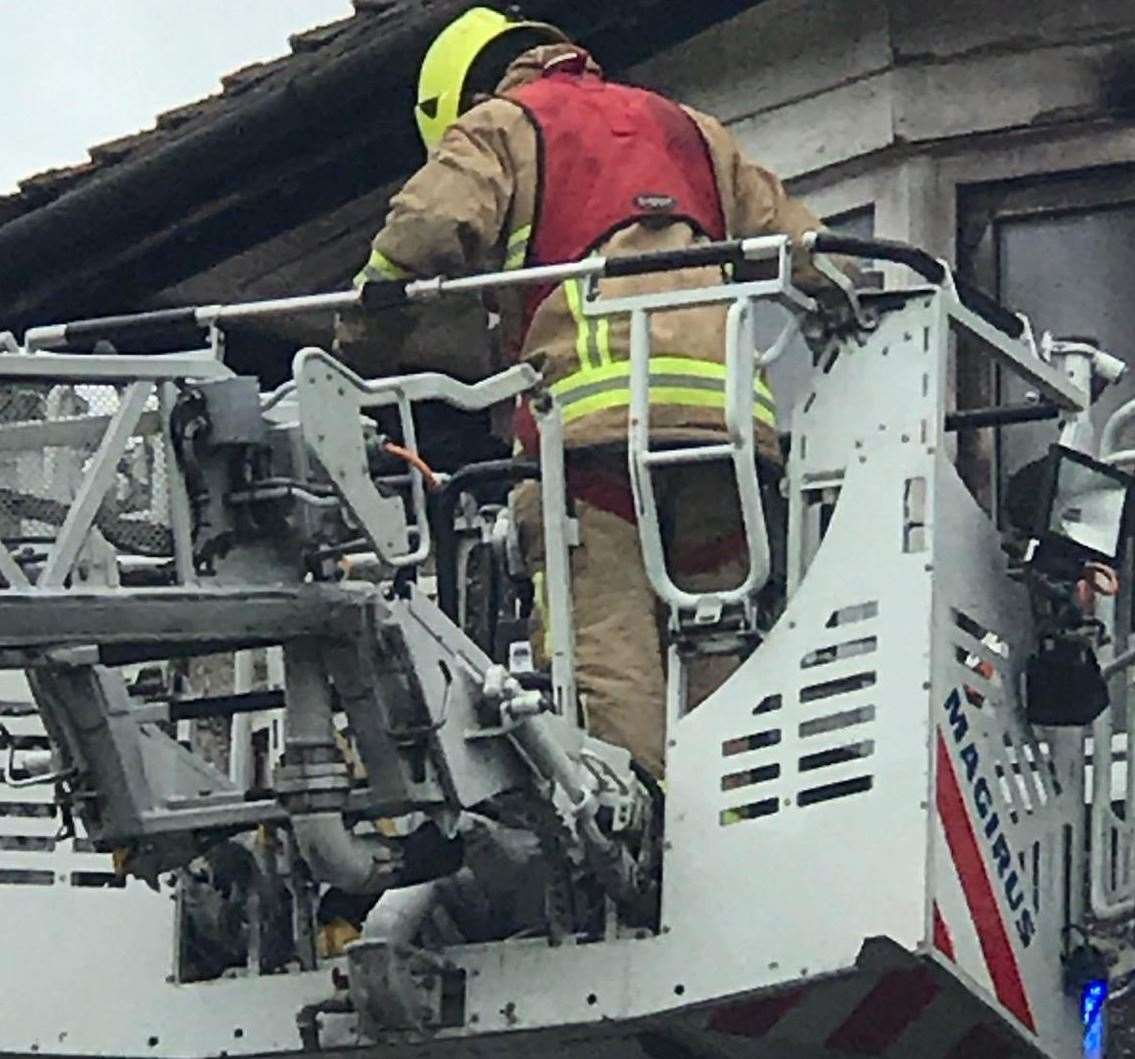 Height vehicles were used to tackle the flames. Pic: Khalid Lone