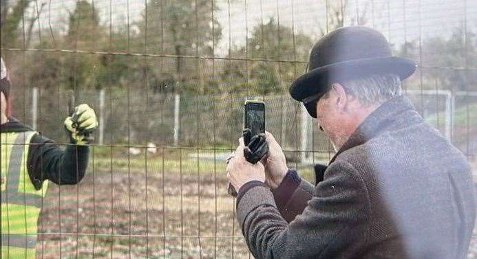 Was this mystery man pictured at the Banksy site near Herne Bay this morning Banksy himself?