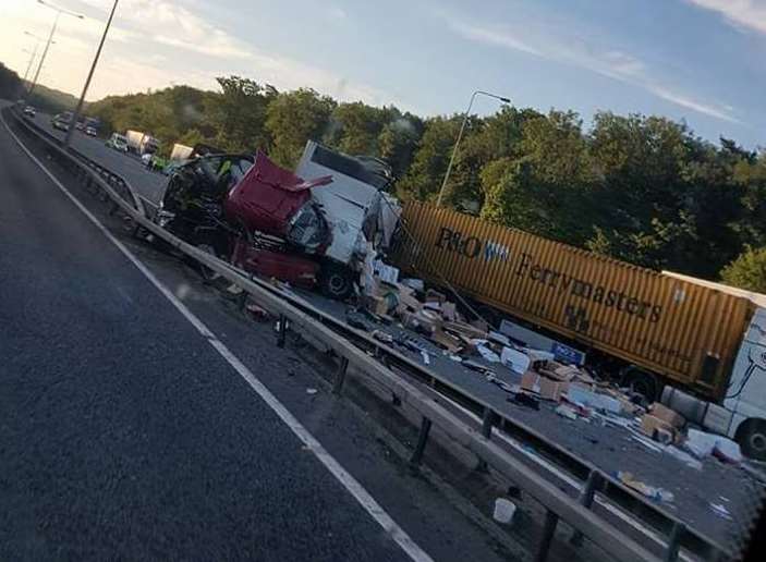 Debris was strewn across the road. Picture: Graeme San