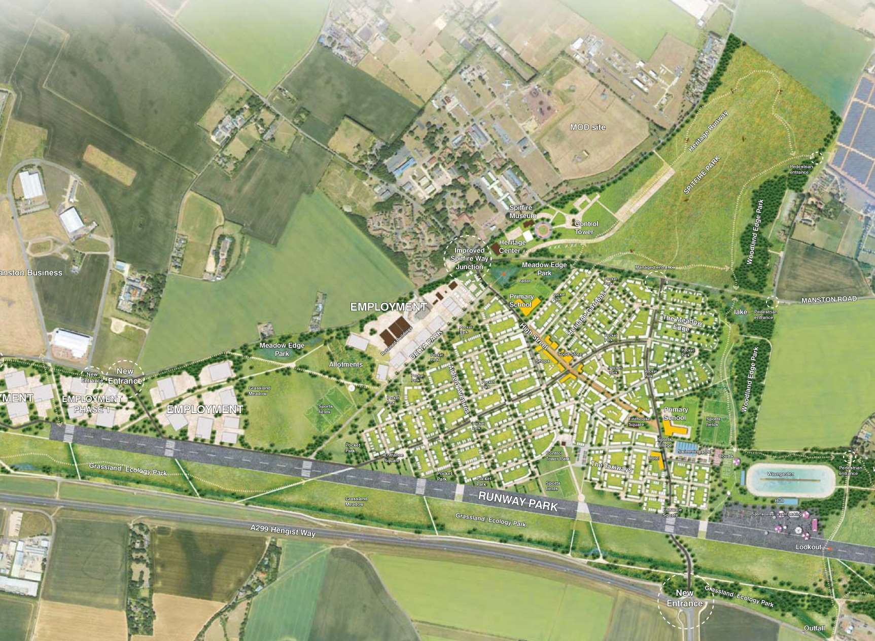 A planning application submitted for Stone Hill Park, the proposed development on the site of the former Manston airport