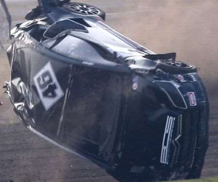 Liam Doran Rallycross driver crashes at Lydden March 2011