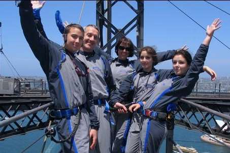 Nick pictured on Sydney Harbour Bridge with his family