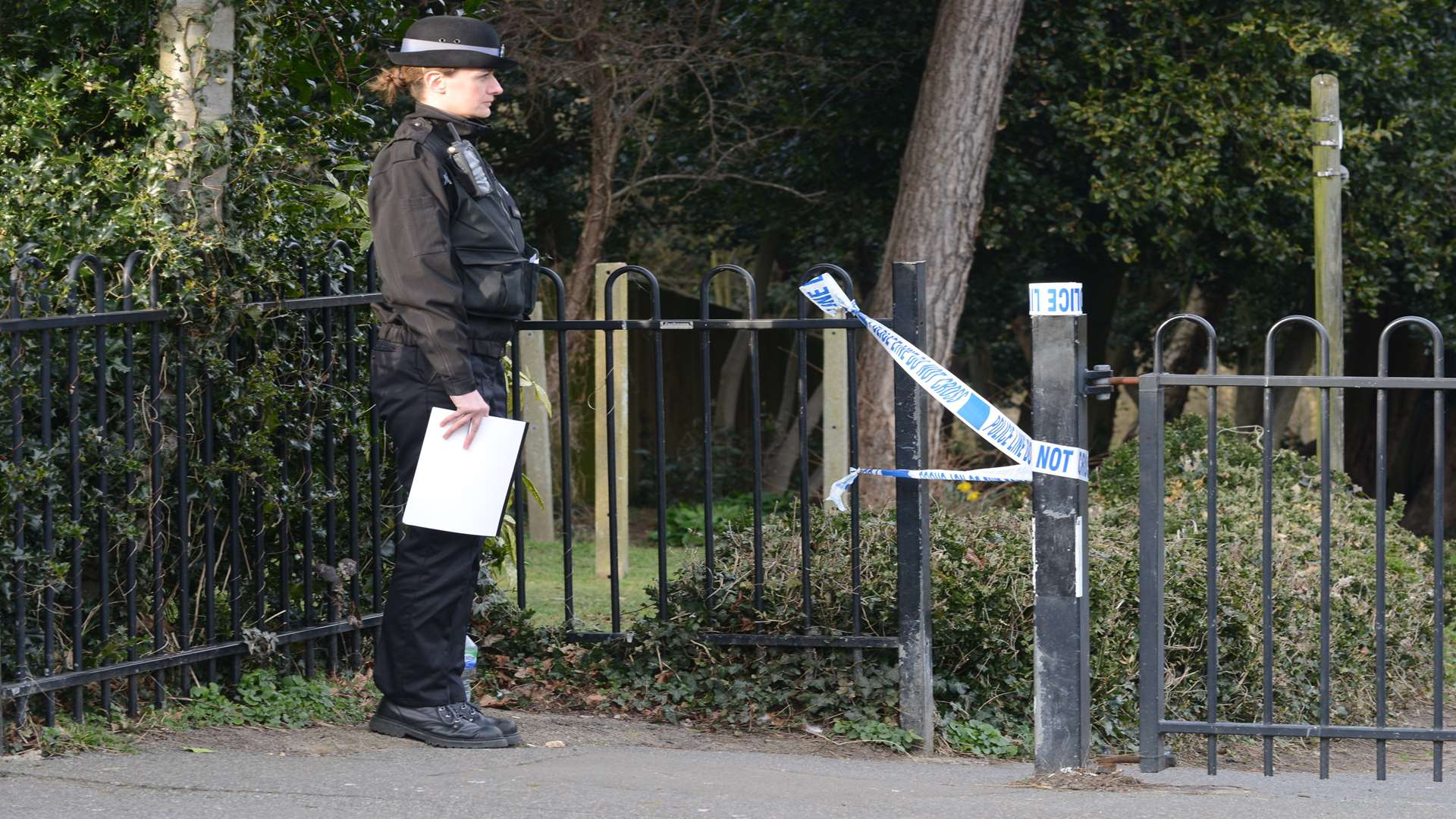 The area around the boating pond in Radnor Park was cordoned off. Picture: Gary Browne