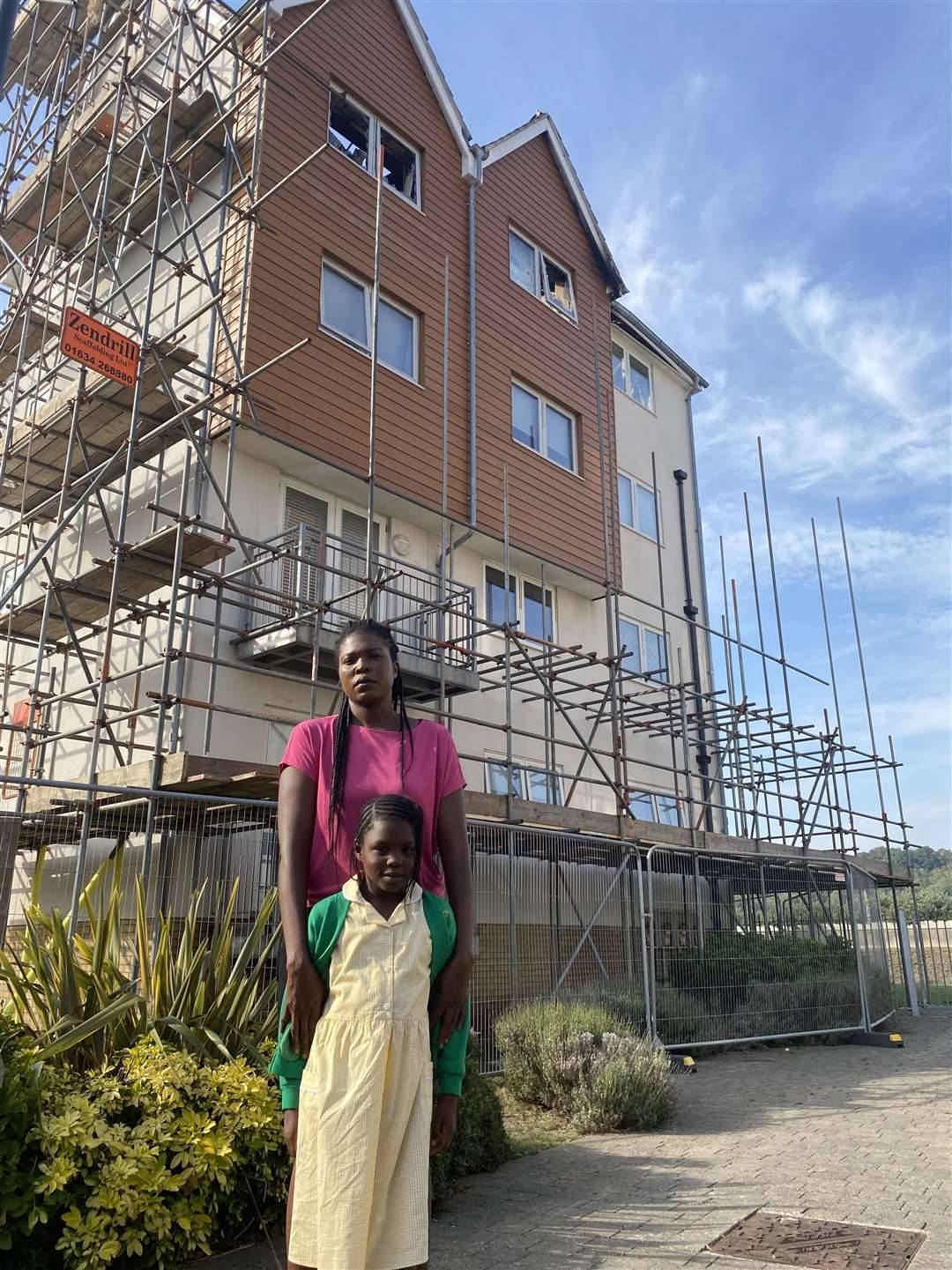 Naomi Nwagbara and daughter Elizabeth Ige, 6, who have been made homeless following the devastating fire on St Mary's Island