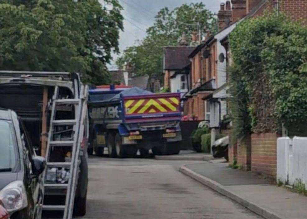 Lorry mounting kerb in Mount Pleasant. Picture: Bleu Kohan