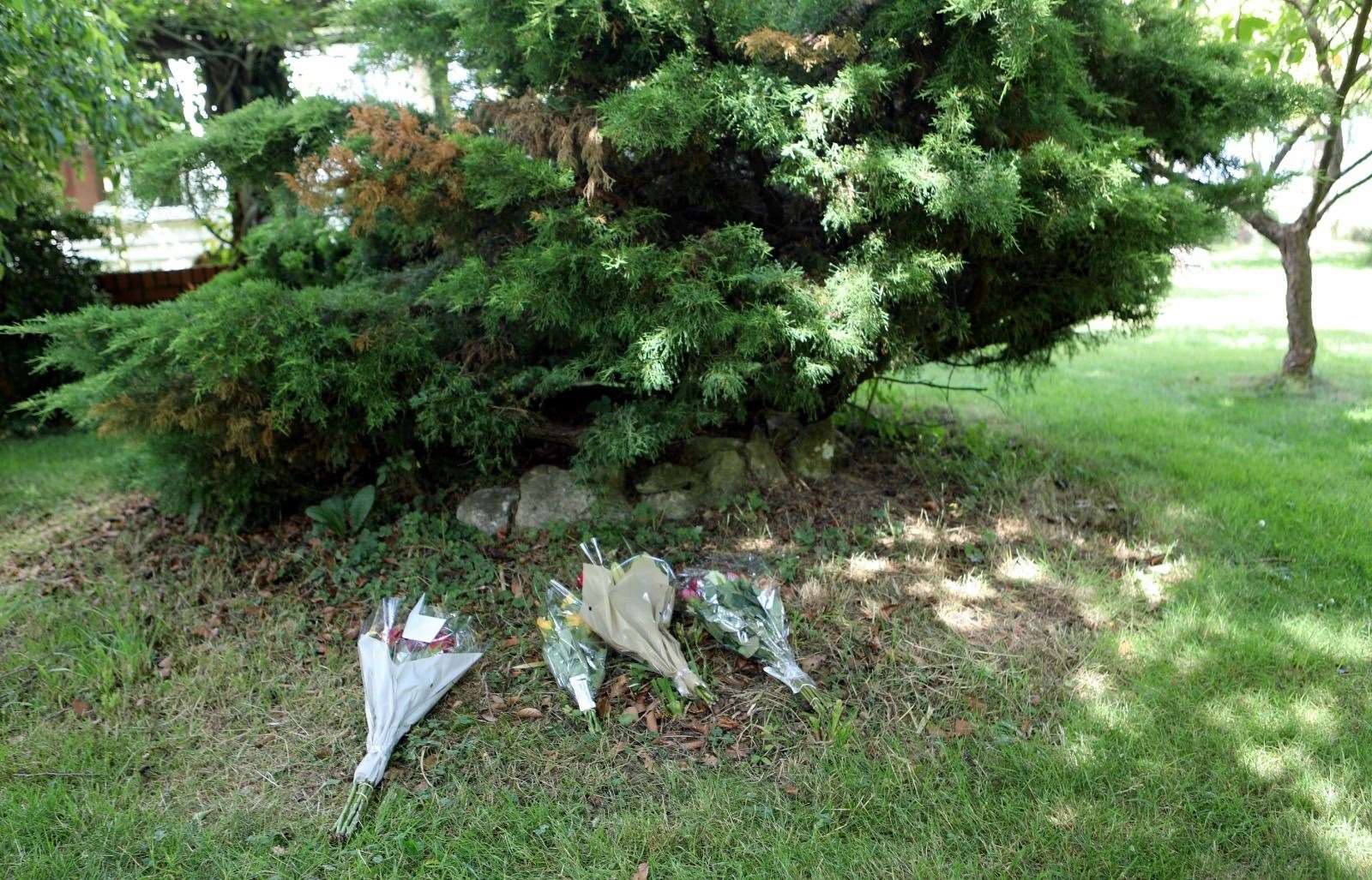 Tributes left at the scene of the crash in Mundy Bois Road, Egerton. Picture: UKNiP