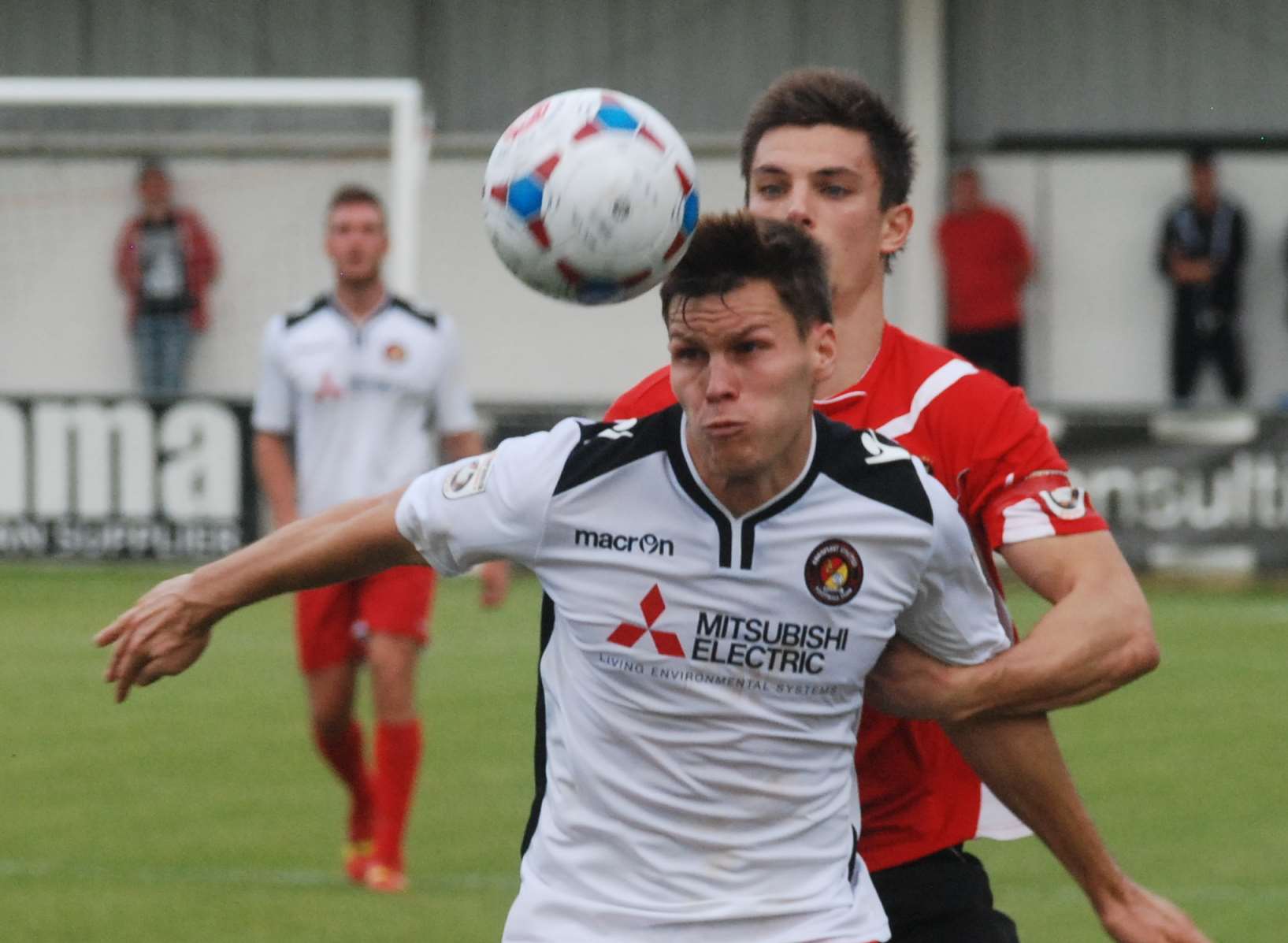 Ebbsfleet goal scorer Charlie Sheringham keeps his eyes on the ball at York Road Picture: Paul Jarvis