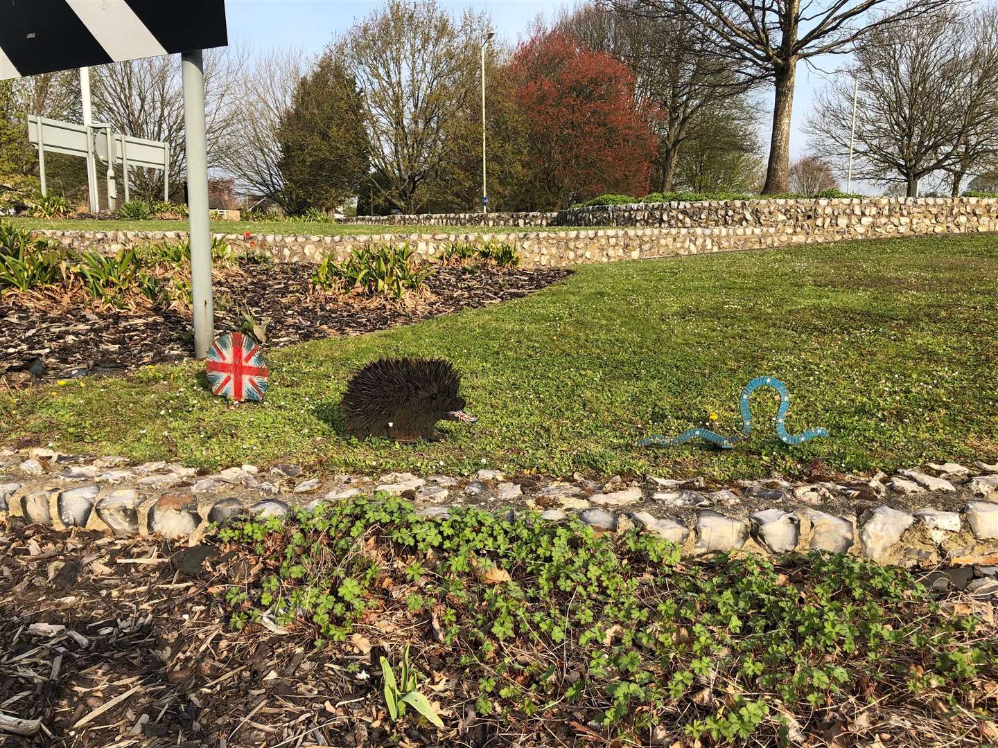 The latest 'Roundabout Banksy' creation on the Conningbrook Hotel junction. (8737247)