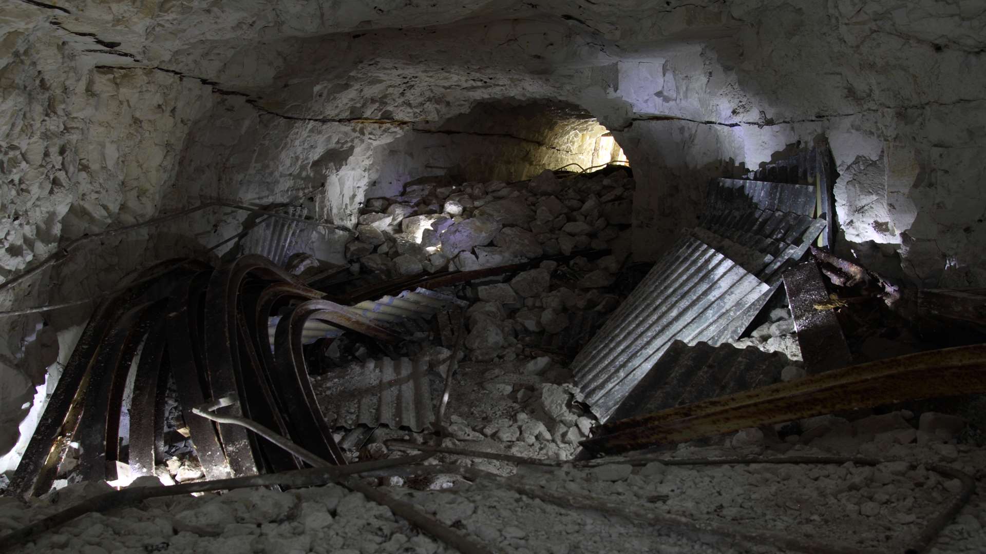 Fan Bay Deep Shelter scrapman section, found in its original state. National Trust