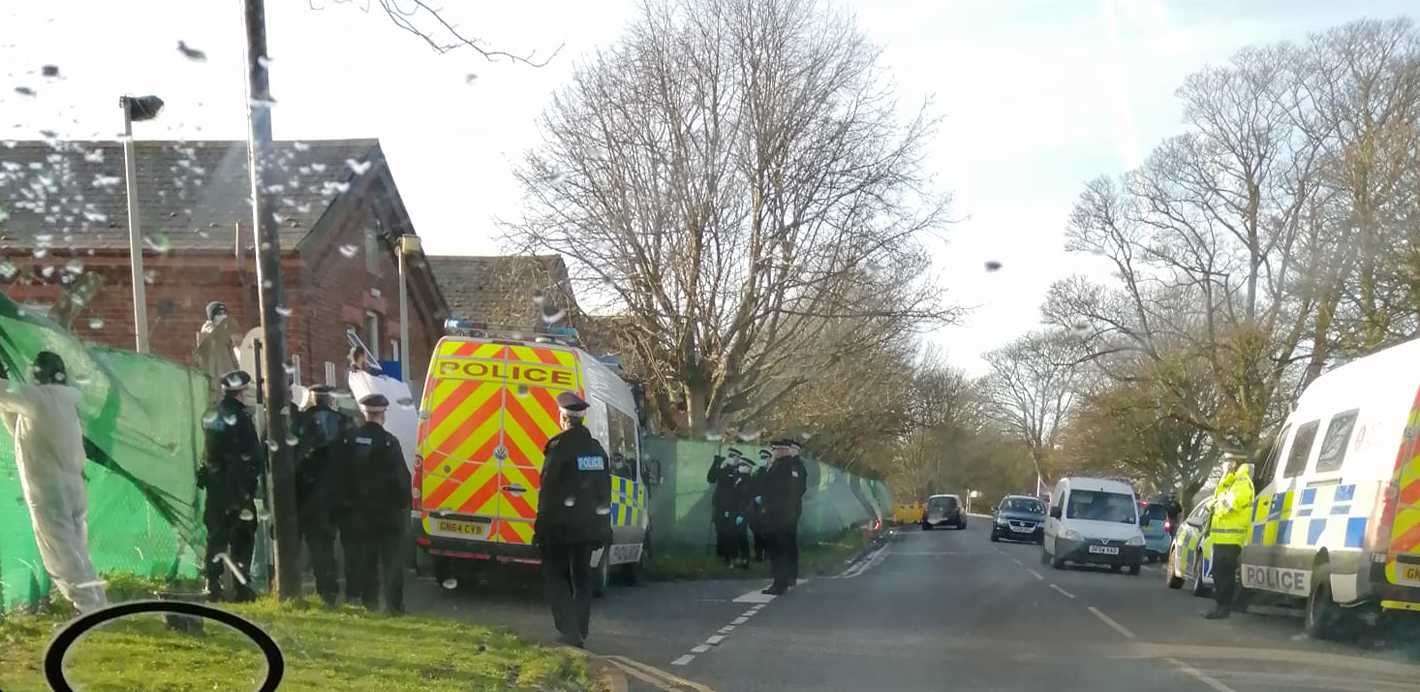 Police are at the Napier Barracks in Folkestone