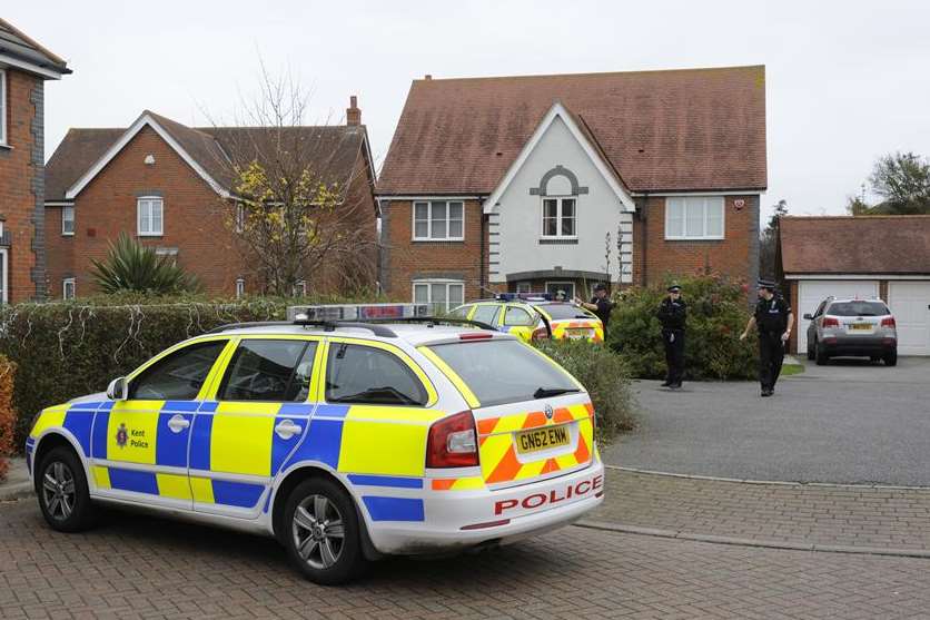 Police at the scene in Willow Farm Way