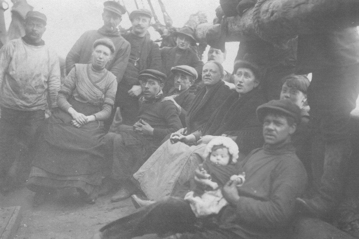 Belgian families huddled together on their way across the Channel. Picture courtesy of Alan Taylor