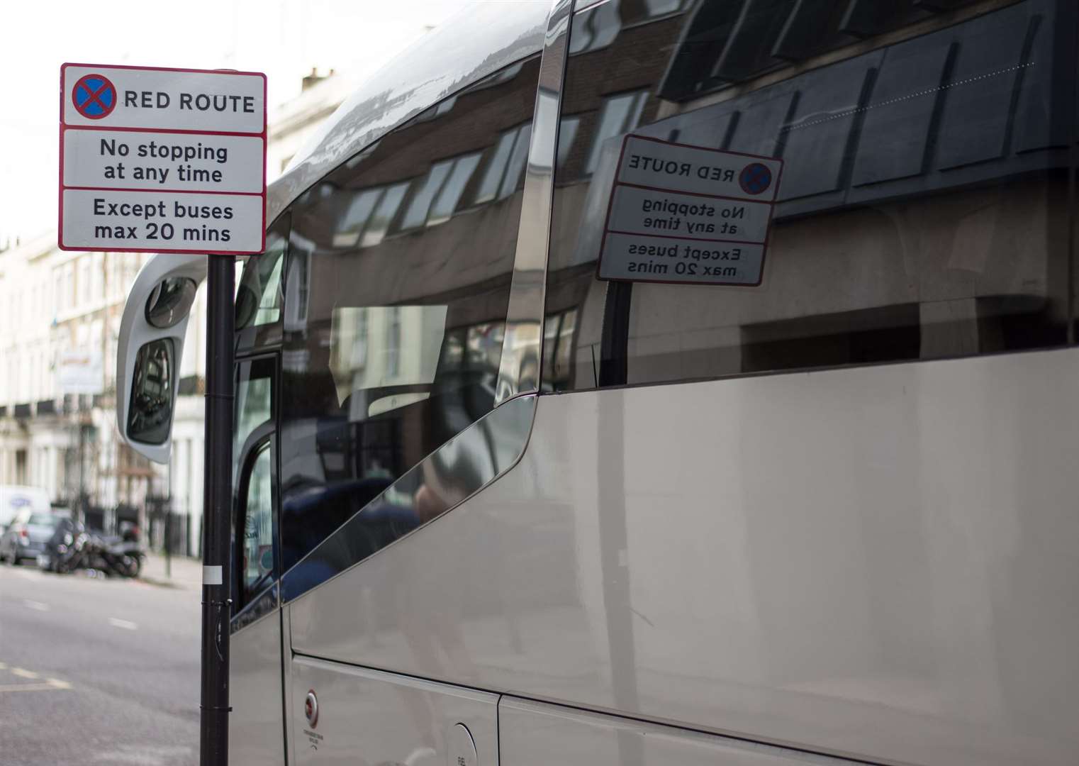 A red route in London, where drivers can be fined for stopping or parking. Picture: iStock