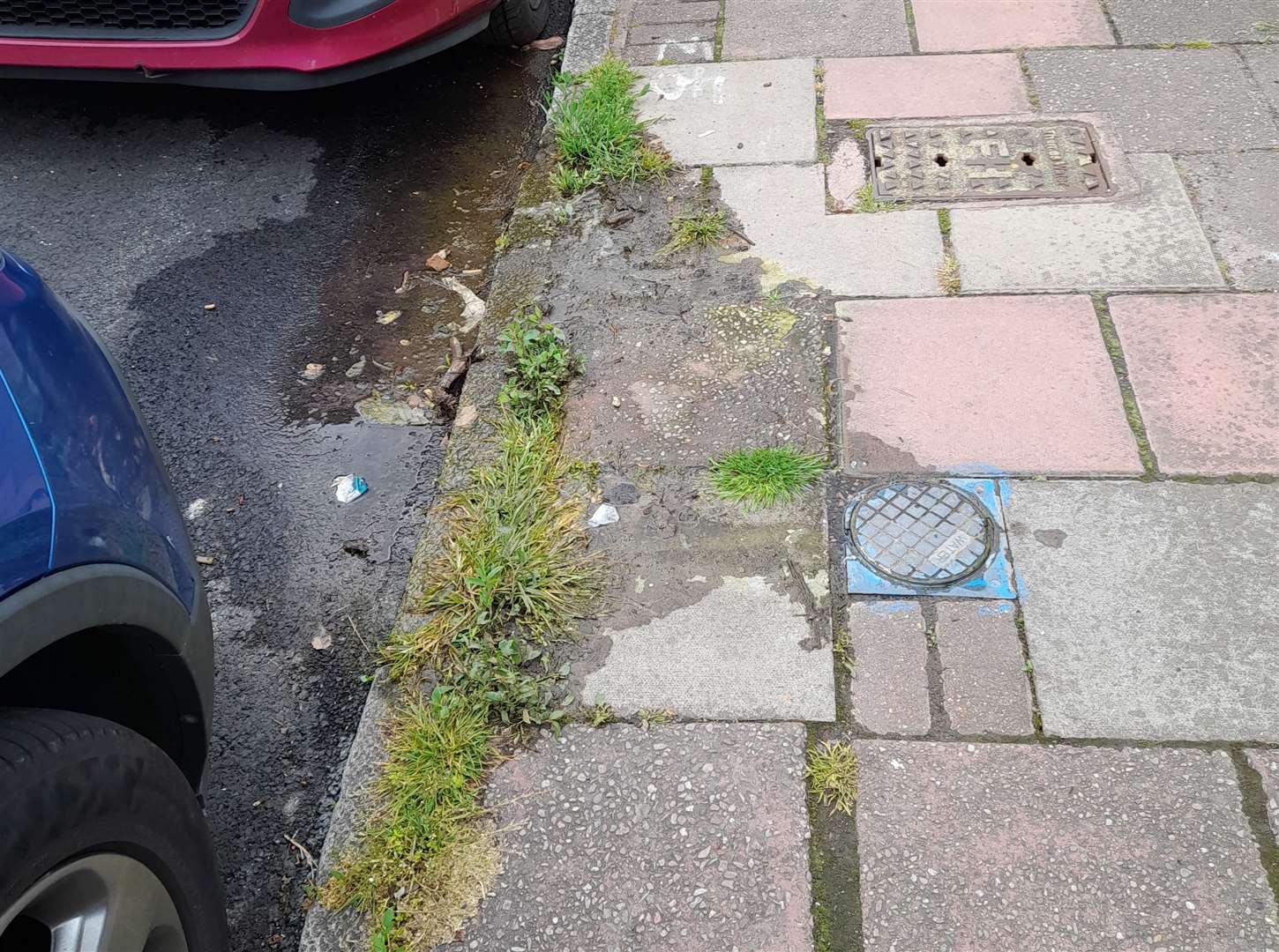 A leak in Charles Street, Greenhithe Photo: Liz Edgar