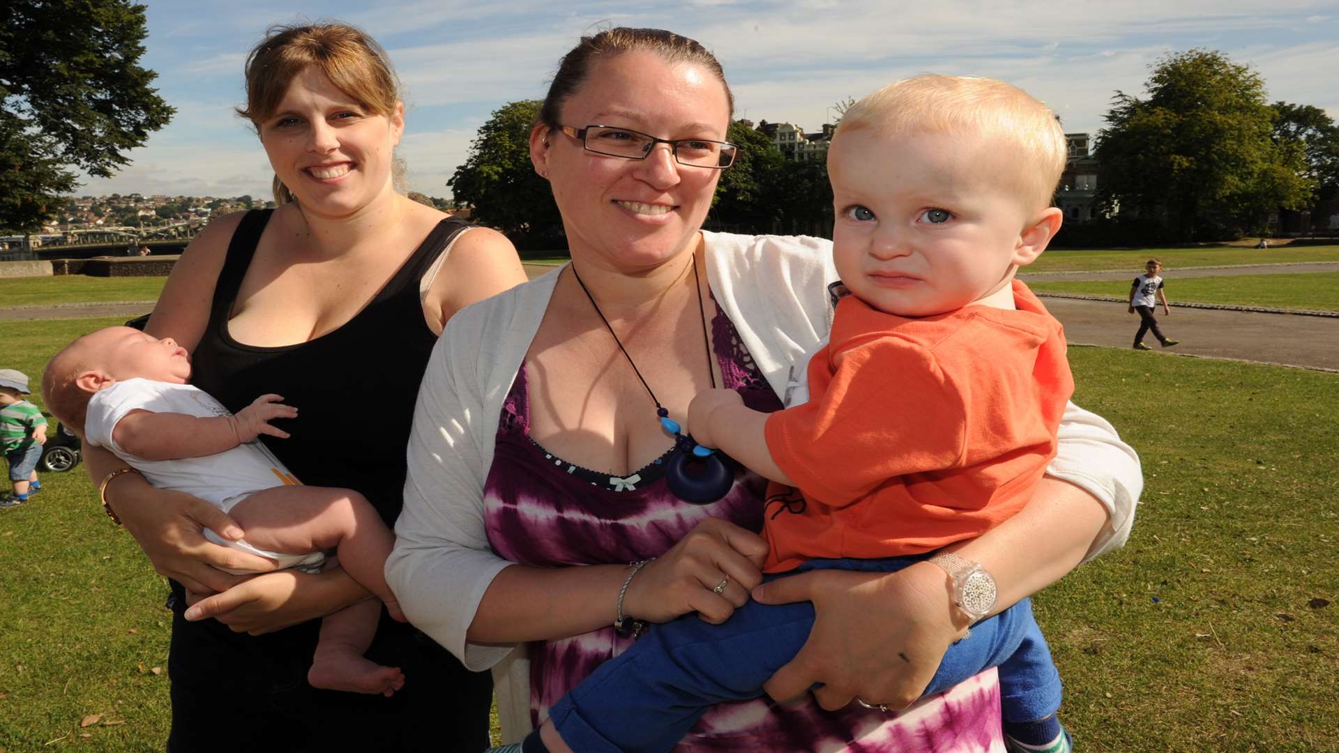 Stacey Herbert and Caleb with Sarah Stevens and Duke