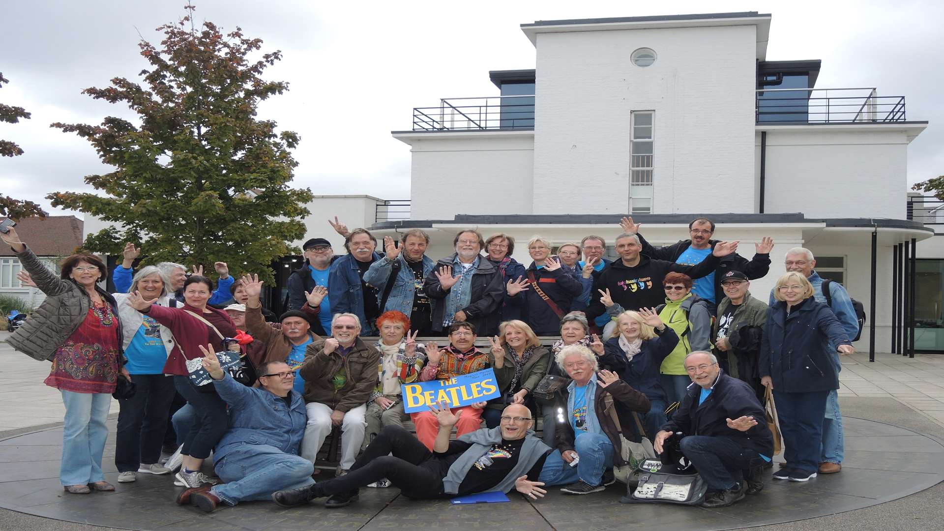 Simon Mitchell and his group of tourists on their Magical Mystery Tour at Kings Hill