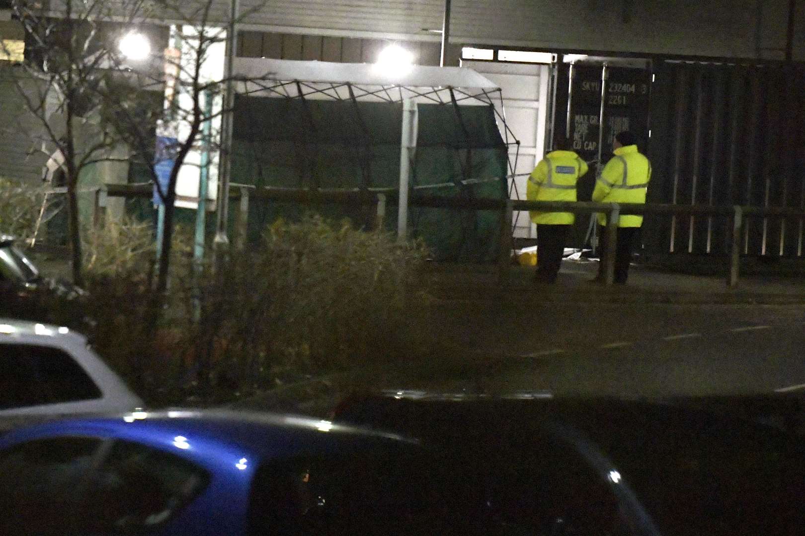 A chemical tent set up at Maidstone Hospital