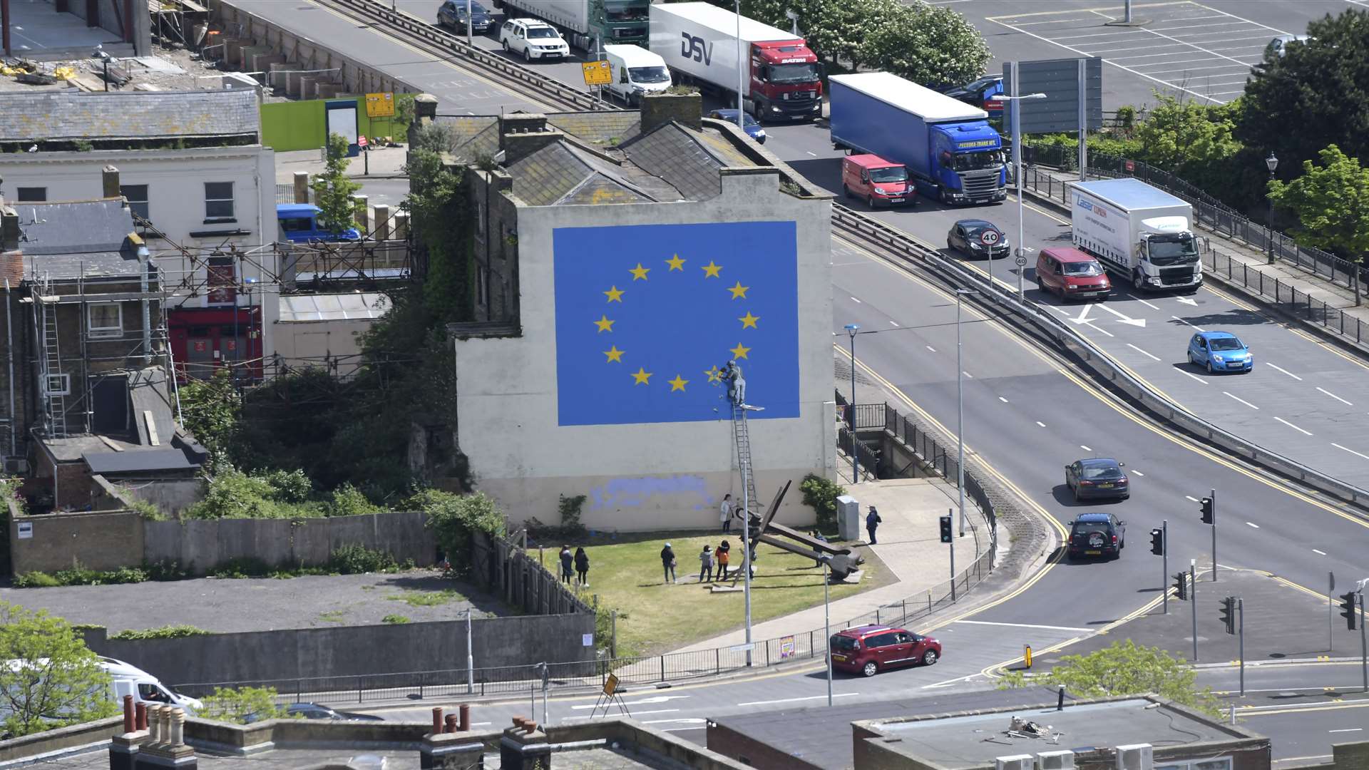 The Banksy artwork at Dover York Street and Townwall Street junction