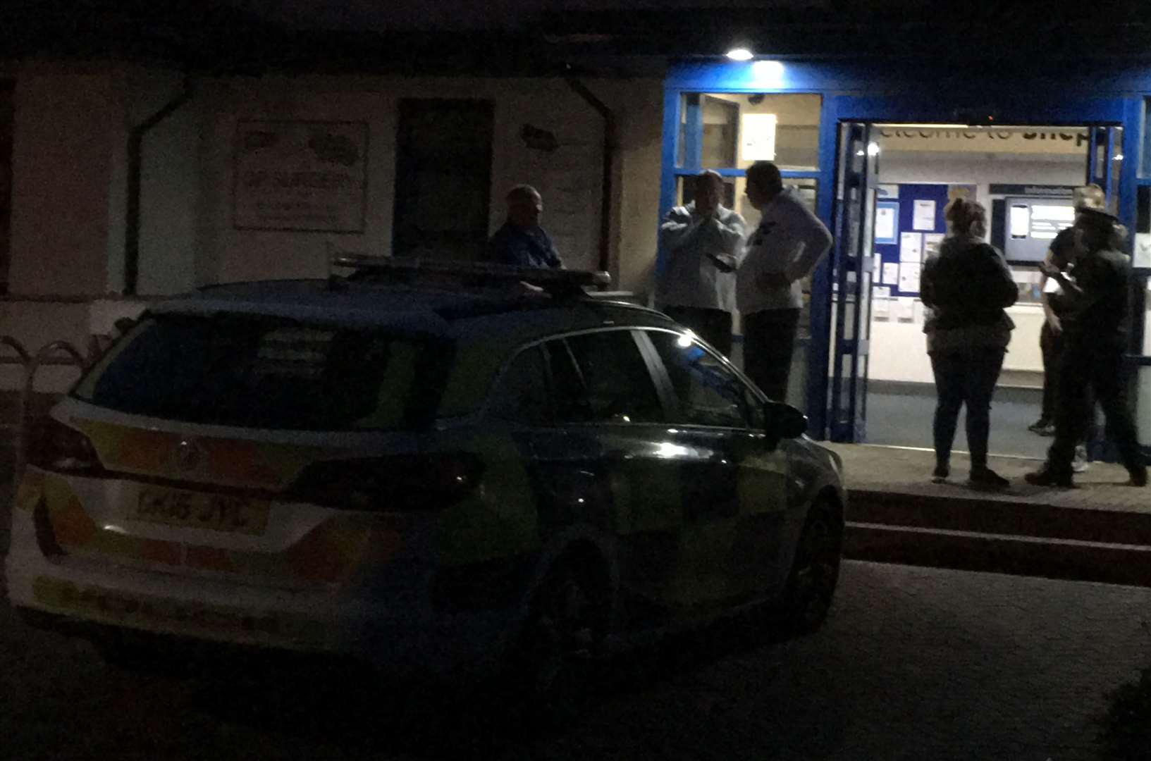 Police outside Sheppey Leisure Complex, off Royal Road, Sheerness