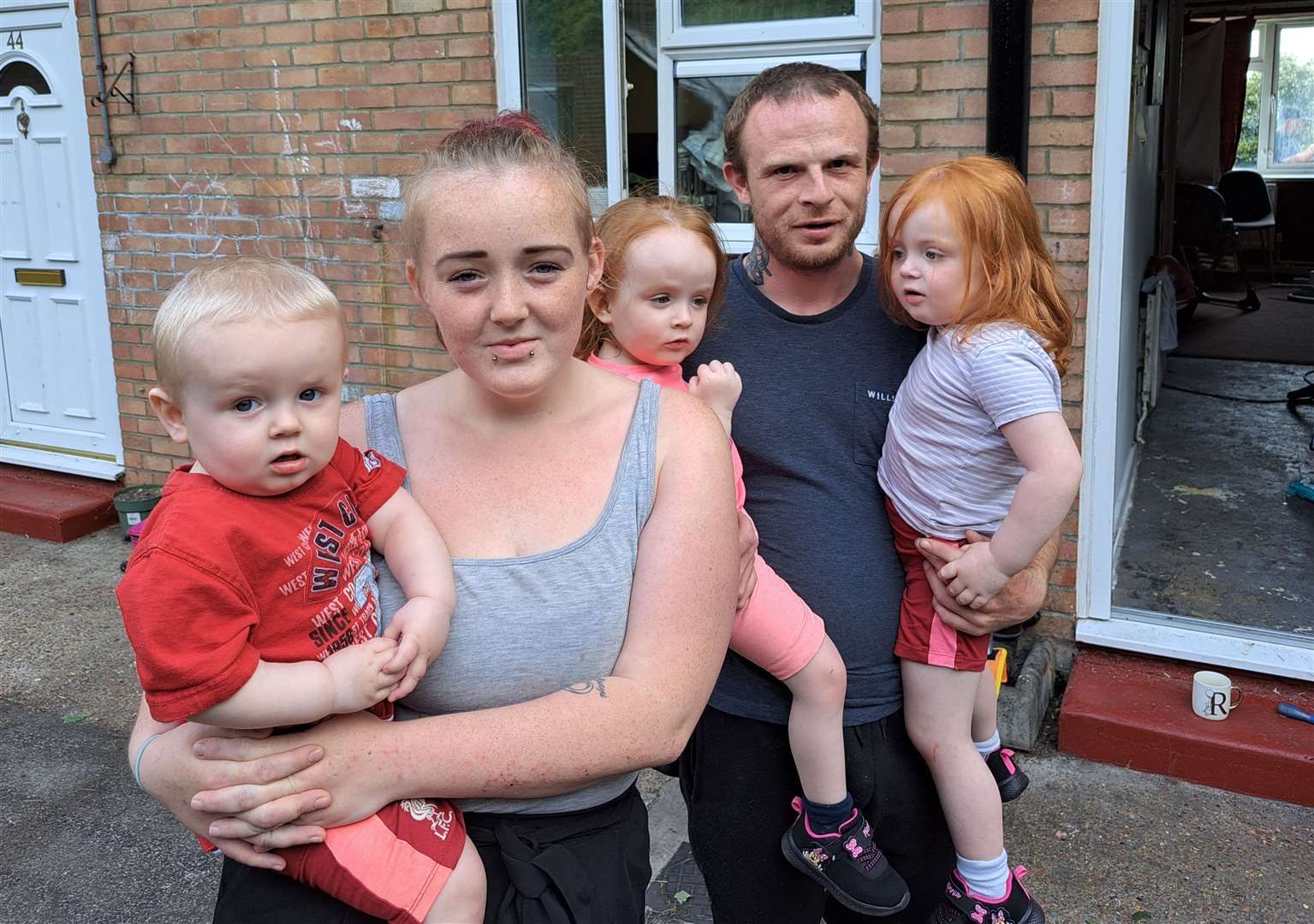 Lily-Anne Heywood with her fiance Paul Wilson and their small children Violet, Percy and Poppy