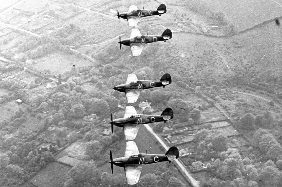 Hurricanes in flight over Kent