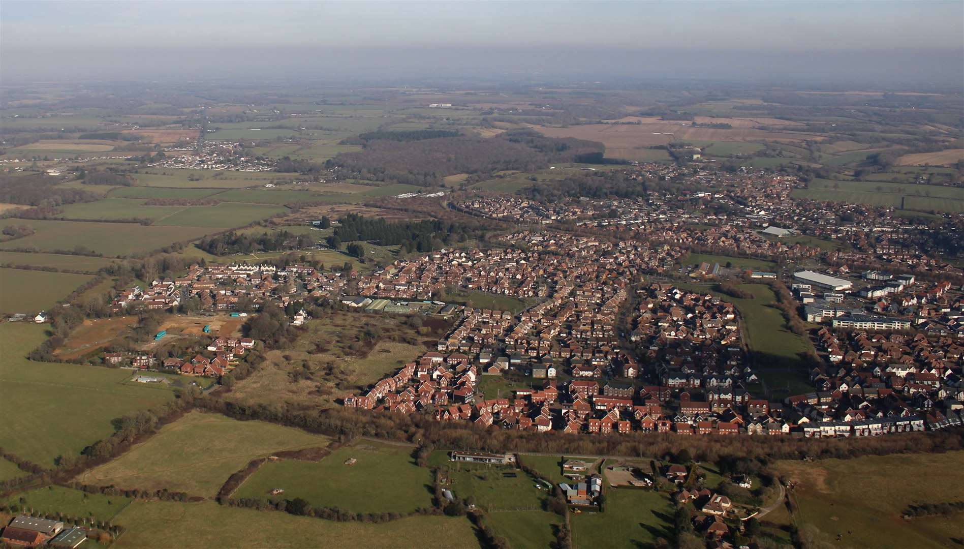 Hawkinge now. Much of the green space has since been built on with new houses. Picture: Geoff Hall