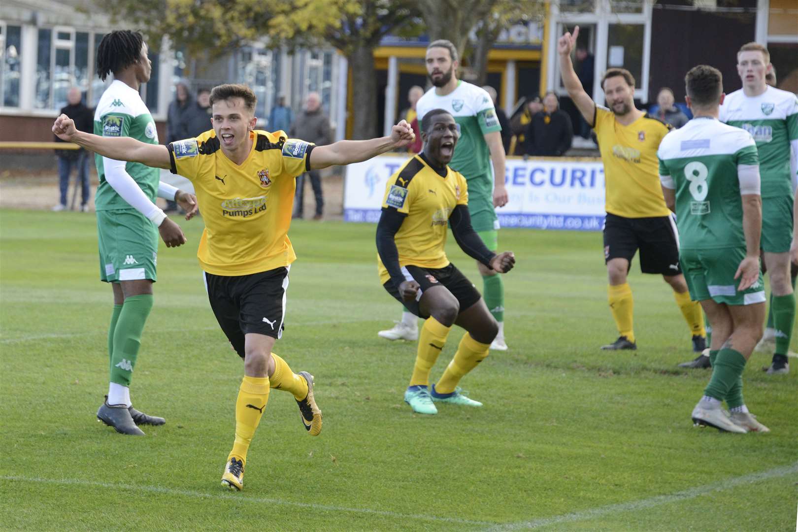 Johan ter Horst celebrates a goal for Folkestone Picture: Paul Amos