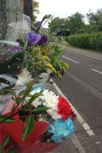 Flowers at the scene of the crash