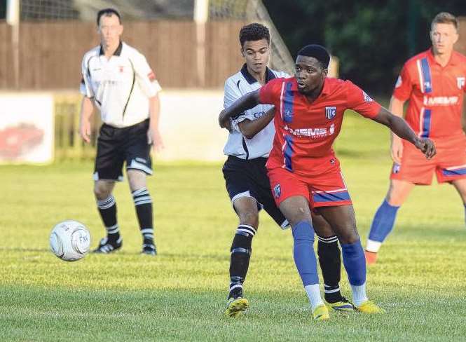 Antonio German in action against Faversham Picture: Chris Davey