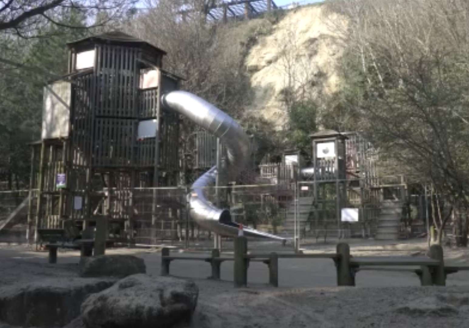 The adventure playground in the Lower Leas Coastal Park has been closed off since the landslide below Madeira Walk