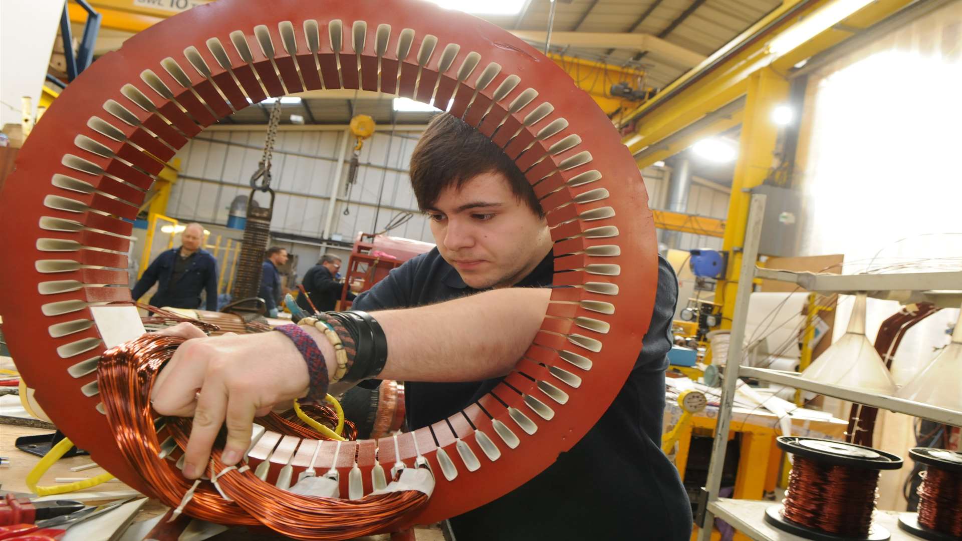 MKE apprentice Callum McKerracher working on a winder refurbishment