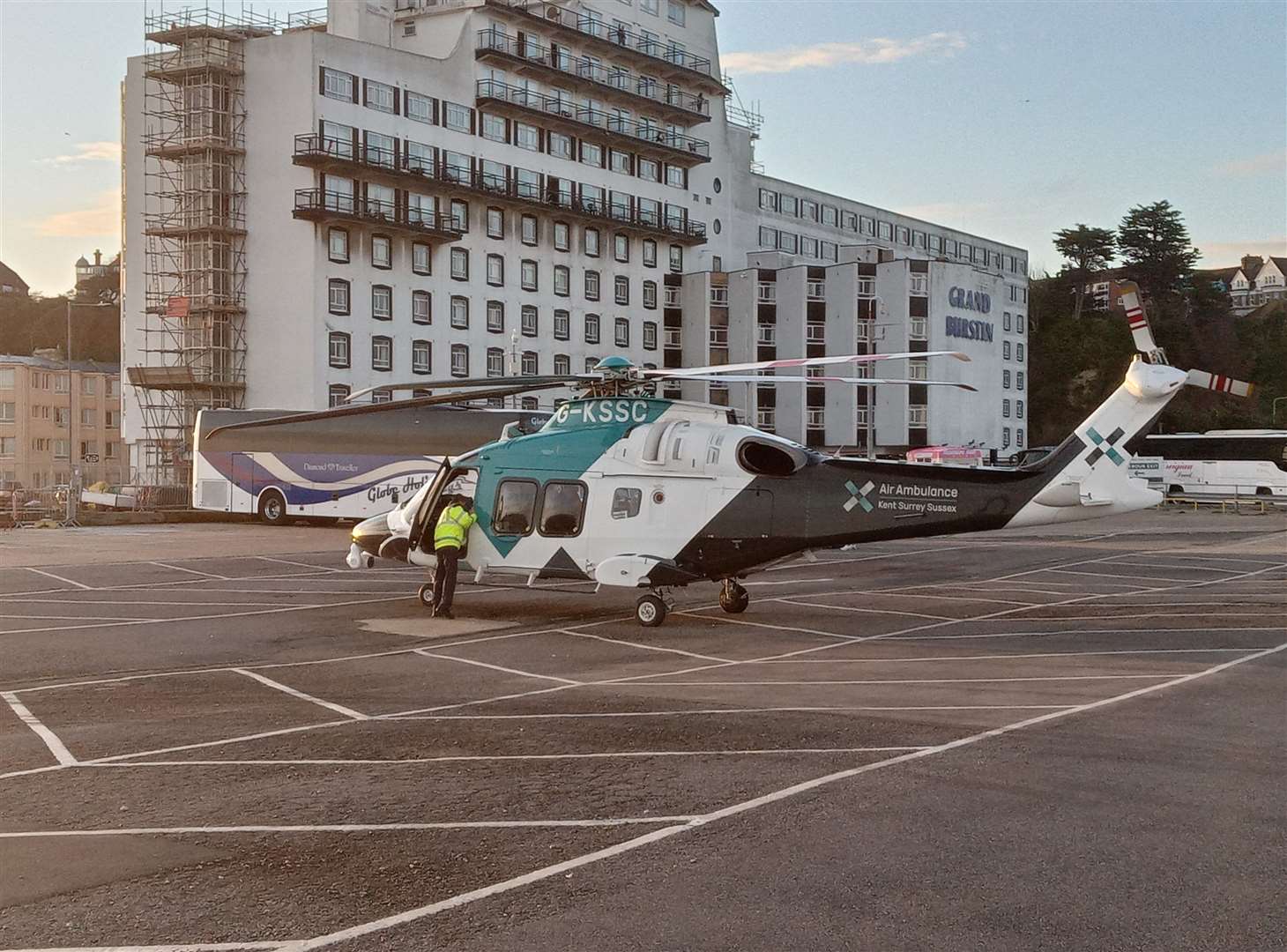 The air ambulance was called to Folkestone harbour. Picture: Liam T