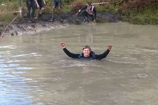 The pair tackled deep water, hot coals and rope obstacles