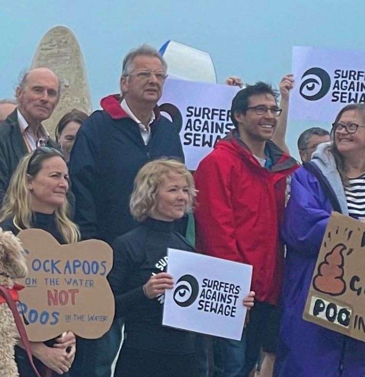 Surfers Against Sewage held a protest on Hythe Beach on Saturday, May 18. Picture: Sarah Kennett