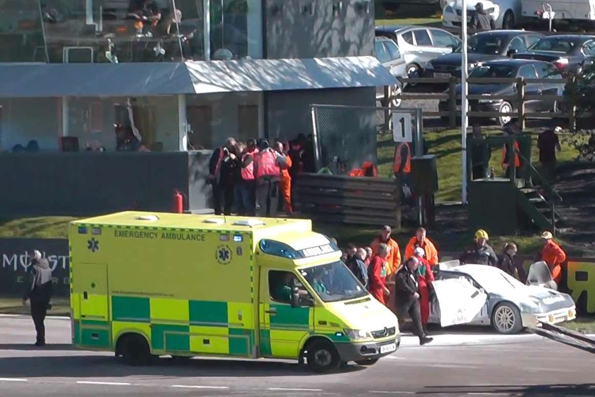 An ambulance leaves the scene of the blaze. Picture: allthekasparas/YouTube