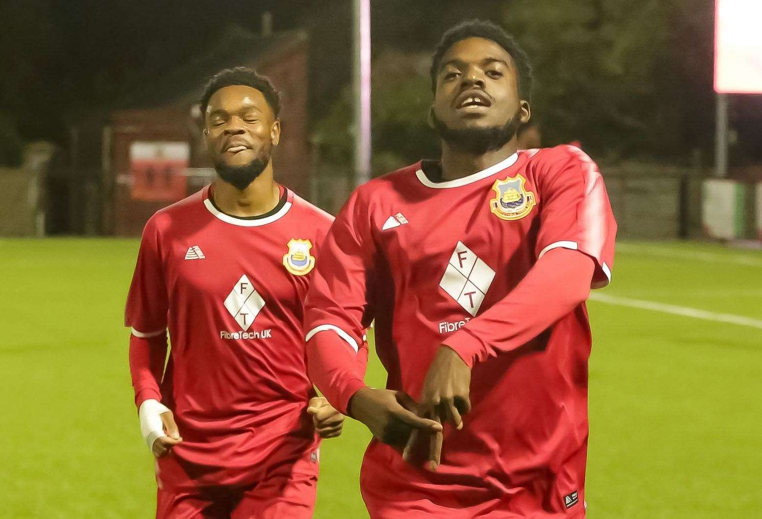 Tyler Anderson celebrates scoring his midweek goal for Whitstable. Picture: Les Biggs